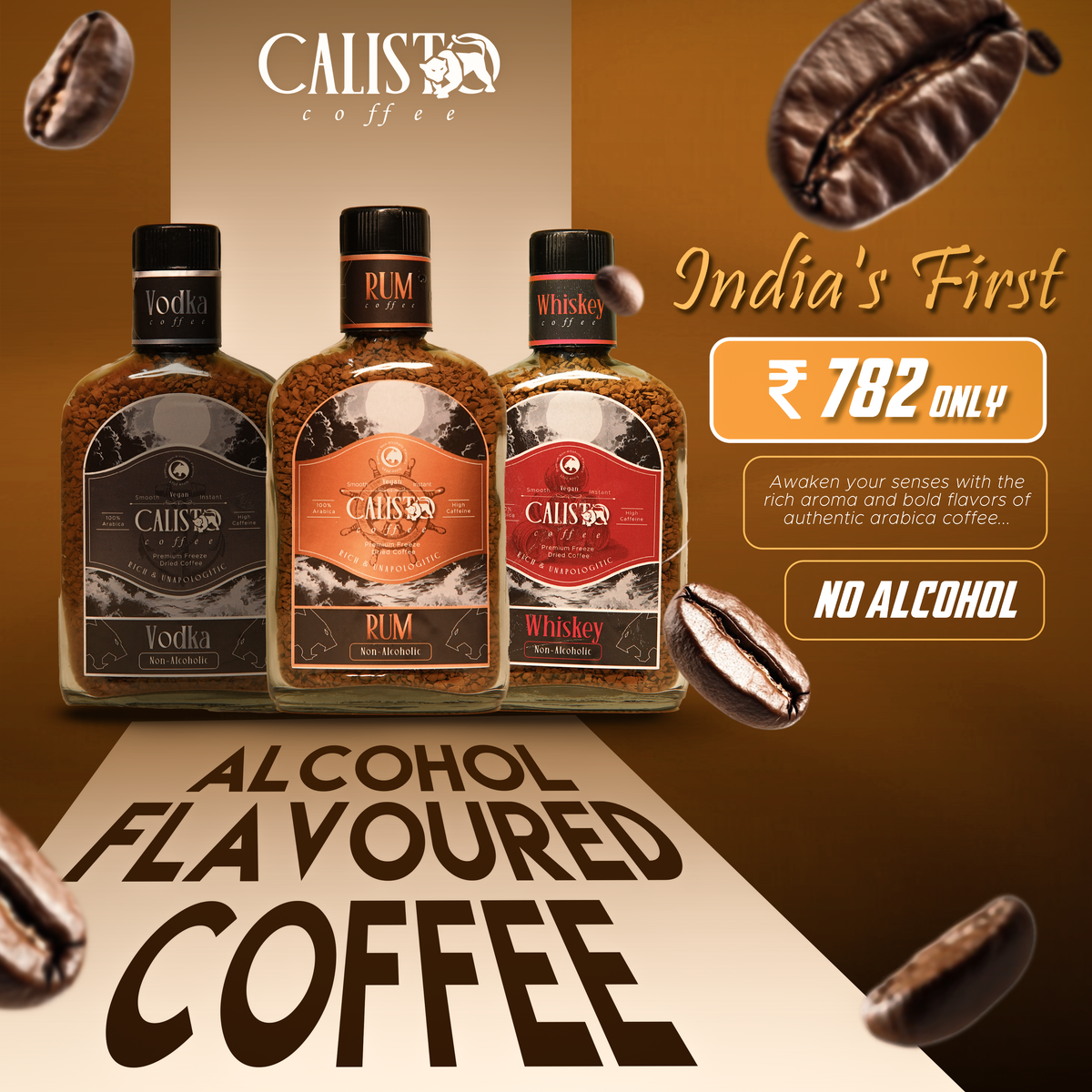 The Midnight Pack – 3 Jar Coffee Bundle (Vodka, Rum and Whiskey Flavor)- Non-Alcoholic