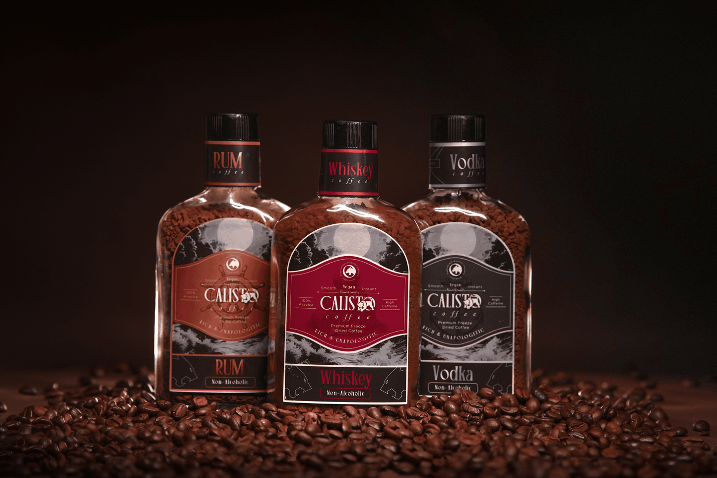 The Midnight Pack – 3 Jar Coffee Bundle (Rum, Vodka and Whiskey Flavor)