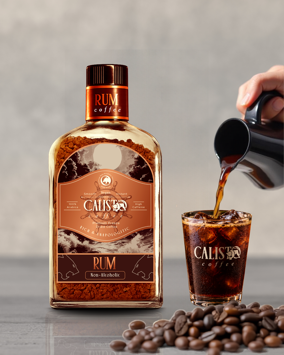 Rum Rager – Dark Rum Flavored Coffee | Rich, Spiced & Bold Taste | 100% Non-Alcoholic Premium Coffee