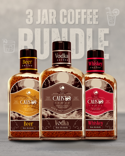 High Voltage Pack – 3 Jar Coffee Bundle (Beer, Vodka and Whiskey Flavor)- Non-Alcoholic