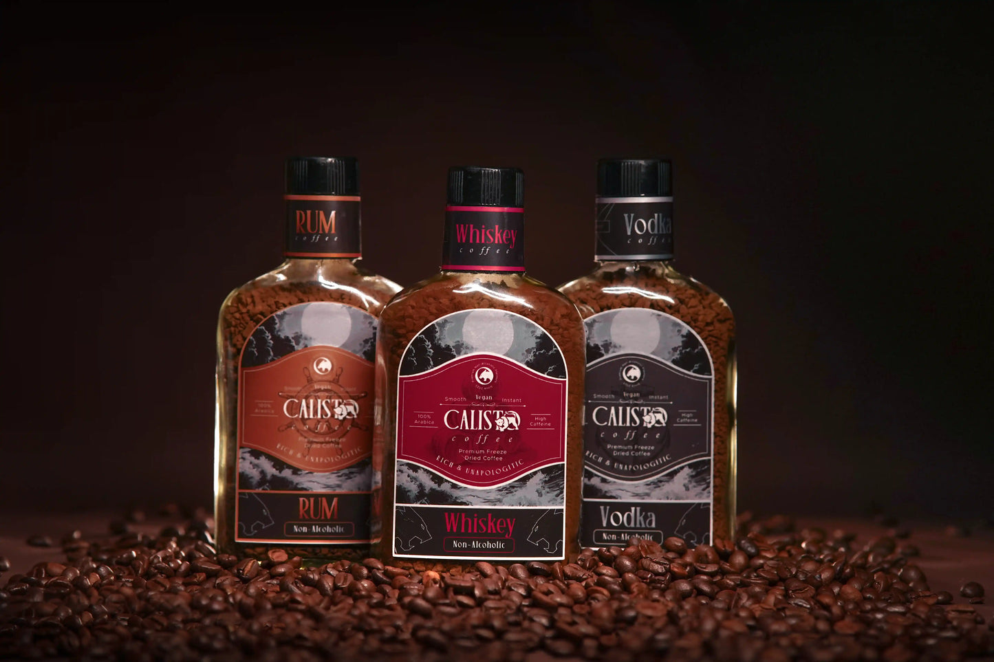 The Midnight Pack – 3 Jar Coffee Bundle (Rum, Vodka and Whiskey Flavor)- Non-Alcoholic