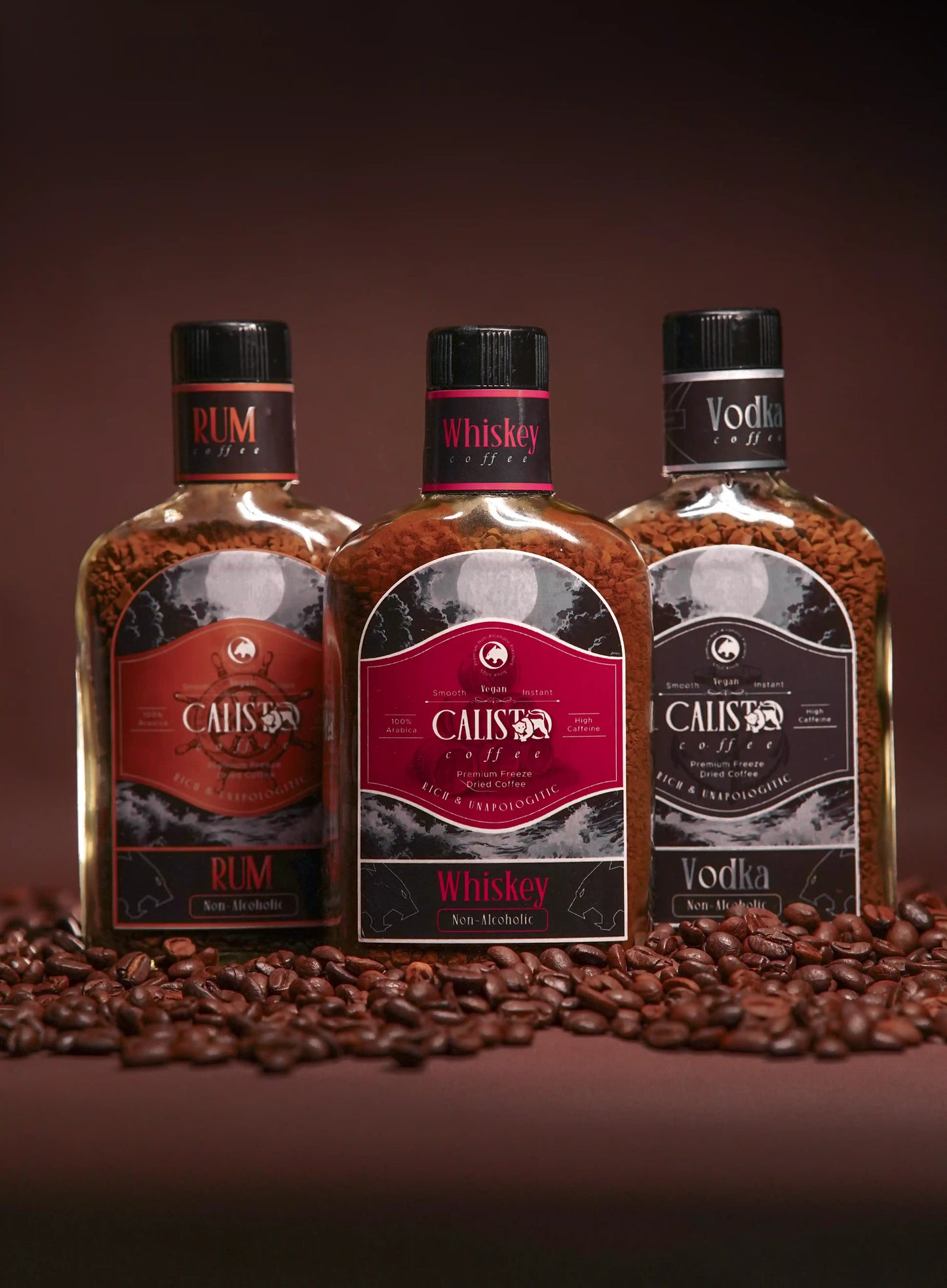 The Midnight Pack – 3 Jar Coffee Bundle (Rum, Vodka and Whiskey Flavor)- Non-Alcoholic