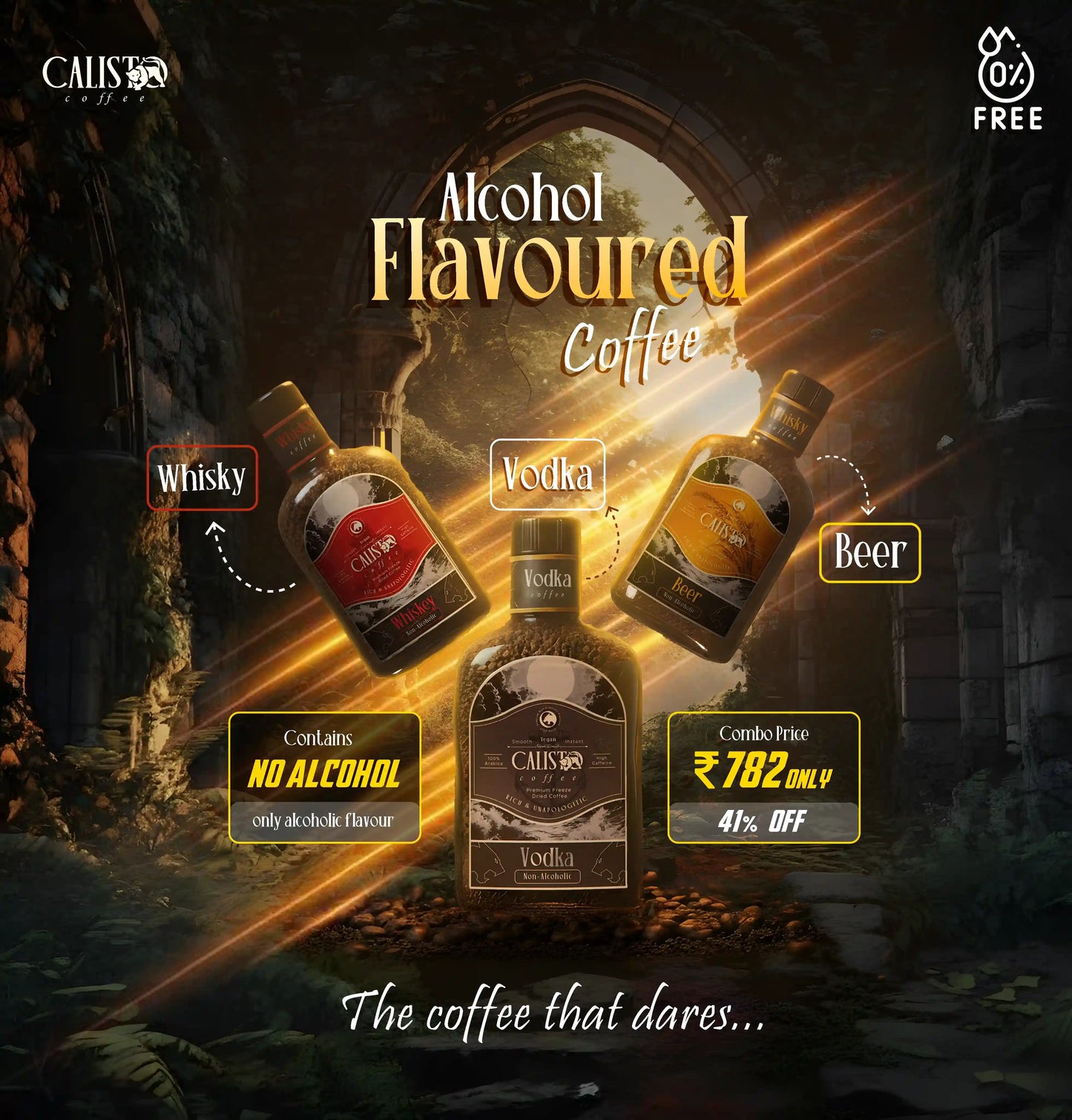 The Midnight Pack – 3 Jar Coffee Bundle (Rum, Vodka and Whiskey Flavor)- Non-Alcoholic